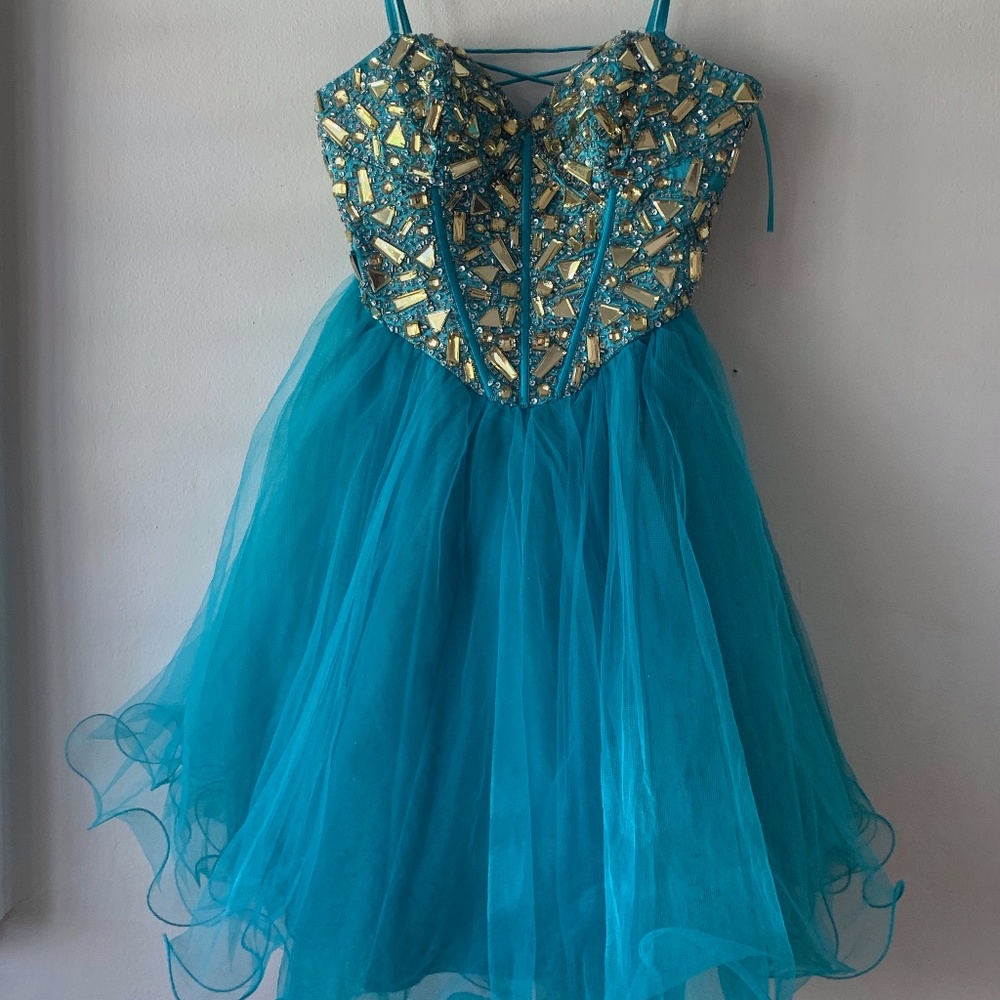 Dave & Johnny Turquoise Dress
